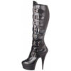 Delight 2049 buckle up 6" stiletto heel raised front platform knee length boot by Pleaser USA. Delight 2049