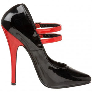 Domina 442 two tone six inch stiletto heel court shoe with duel adjustable straps by Pleaser USA. Domina 442 two tone six inch stiletto heel court shoe with duel adjustable straps by Pleaser USA.