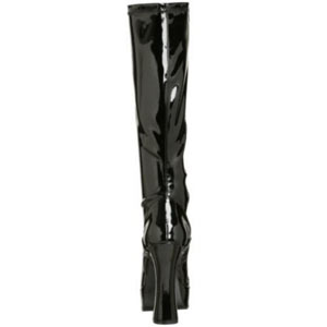 Electra 2000Z five inch block heel platform thigh boots in Black stretch patent by Pleaser USA Electra 2000Z five inch block heel platform thigh boots in Black stretch patent by Pleaser USA