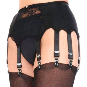 ndl10-black lace panel 10 drop suspender belt
