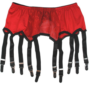 ndl10-red lace panel 10 drop suspender belt