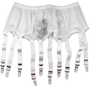ndl10-white lace panel 10 drop suspender belt