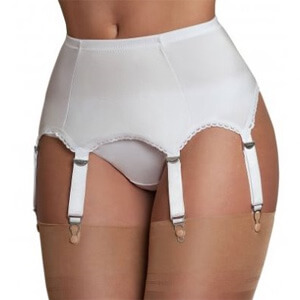 ndl2-white-nylon-dreams Plain Panel Suspender Belt