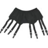 Plain panel suspender belt in black with eight suspender drops