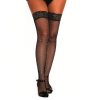 Rhinestone Lace Top Fishnet Stockings