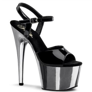 Adore 709 in Black patent and silver chrome finish