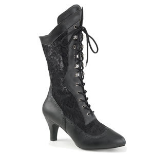 divine-1050-black-faux-leather Divine 1050 calf boot black faux leather satin lace