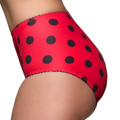 NDDBSK DOTTY BETTY Red_Side-2 Red & Black Retro Knickers