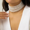 Faux Pearl Beaded Layered Choker