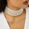 Faux Pearl Beaded Layered Choker