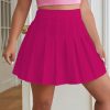 Hot pink solid pleated skirt