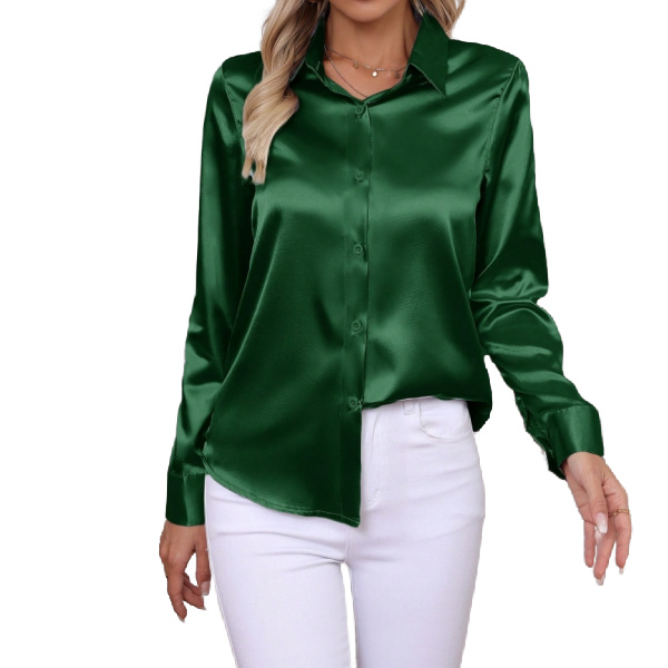 dARK gREEN SATIN BLOUSE