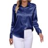 NAVY BLUE SATIN BLOUSE