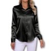 Pleated Long Sleeve Satin Shirt