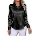 Pleated Long Sleeve Satin Shirt