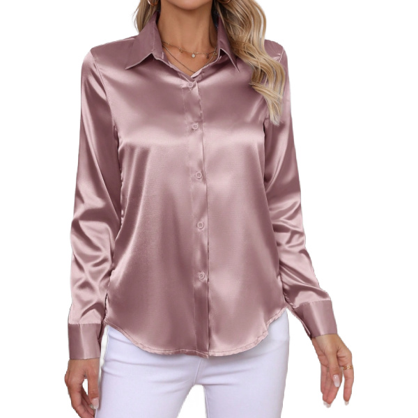 pleated long sleeve satin shirt