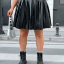 Pu Leather Pleated Skirt