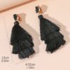 Crystal Cluster & Multilayer Tassel Clip On Earrings