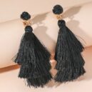 Crystal Cluster & Multilayer Tassel Clip On Earrings