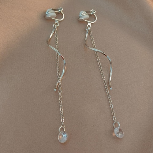 Chain Design Pendant Clip-on Earrings