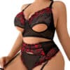 Seductive plus size lace lingerie set featuring sheer mesh, underwire support, and curve-enhancing design for ultimate confidence.