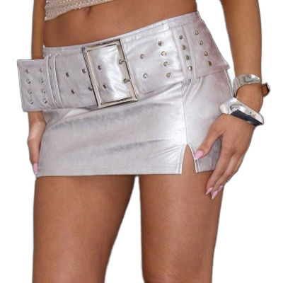Large Buckle Mini Skirt